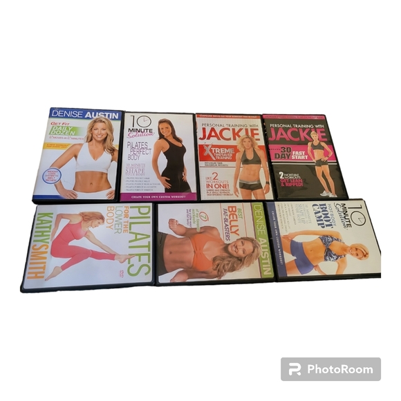 Workout DVD Lot 7 DVDs Denise Austin, Kathy Smith, 10 Minute Solutions, Jackie. - Picture 1 of 10